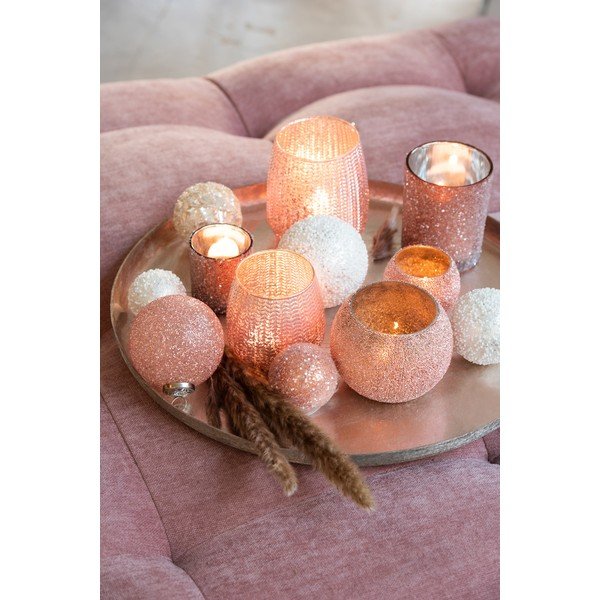 Set de 8 globuri de Crăciun din sticlă J-Line Pearl, alb-image-1