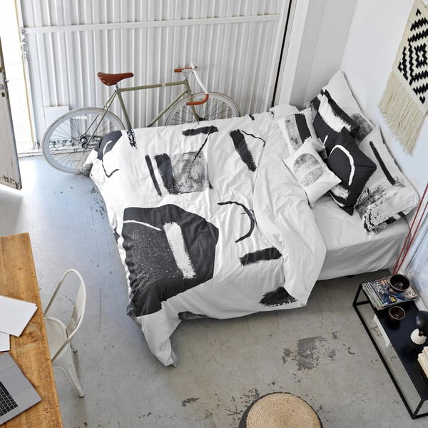 Husă din bumbac pentru pilotă Blanc Shapes, 200 x 200 cm-image-4