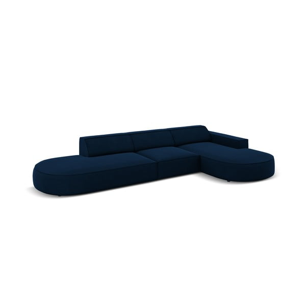 Colțar albastru cu tapițerie din catifea (cu șezlong  pe partea dreaptă) Jodie - Micadoni Home-image-4