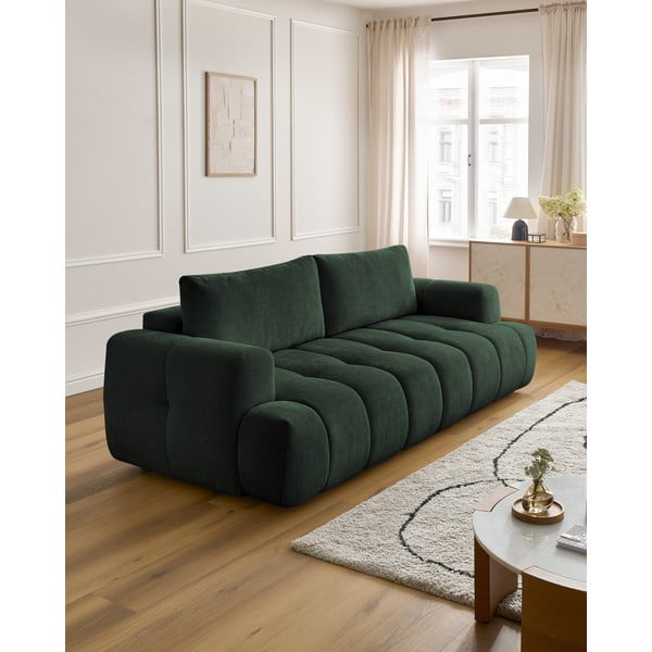 Canapea verde extensibilă/cu spațiu de depozitare 251 cm Fuji – Bobochic Paris-image-1