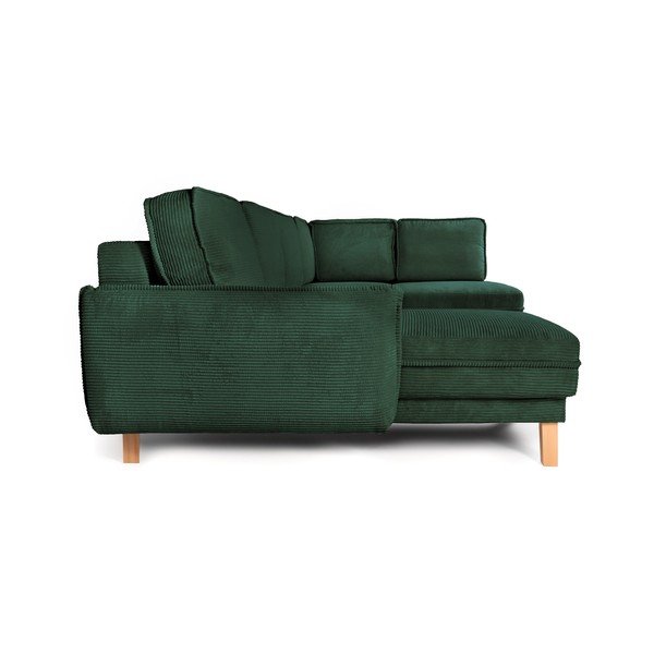 Colțar verde închis extensibil/cu spațiu de depozitare cu tapițerie din catifea reiată  (cu colț pe partea dreaptă/în formă de "U") Tori – Bonami Selection-image-4