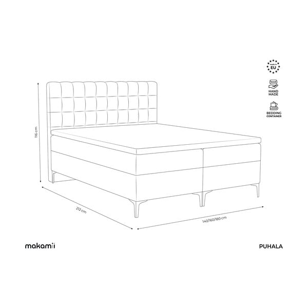 Pat boxspring albastru deschis cu spațiu de depozitare 180x200 cm Puhala – Makamii-image-3