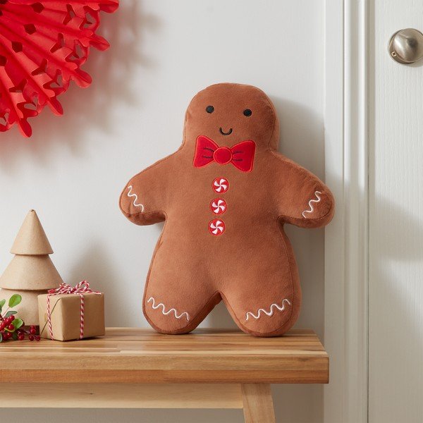 Pernă decorativă din catifea 28x37 cm  cu model de Crăciun Gingerbread – Catherine Lansfield