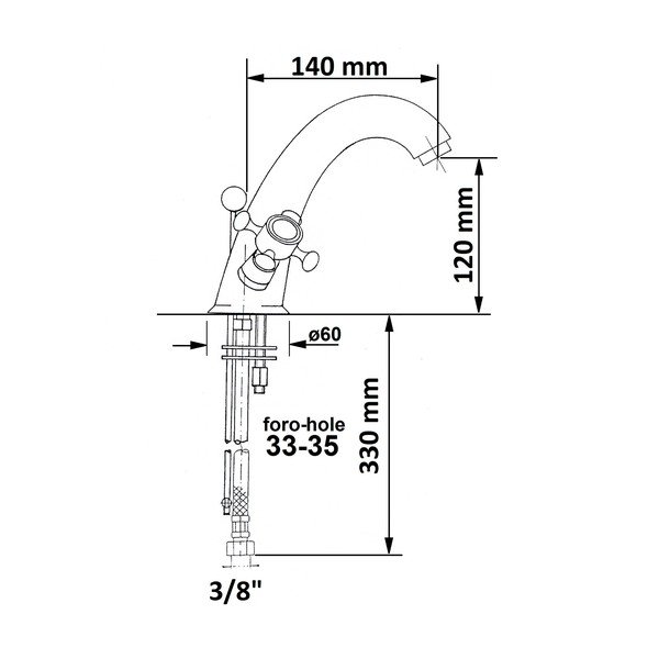 Baterie aurie pentru chiuvetă înaltă Antea – Sapho-image-1