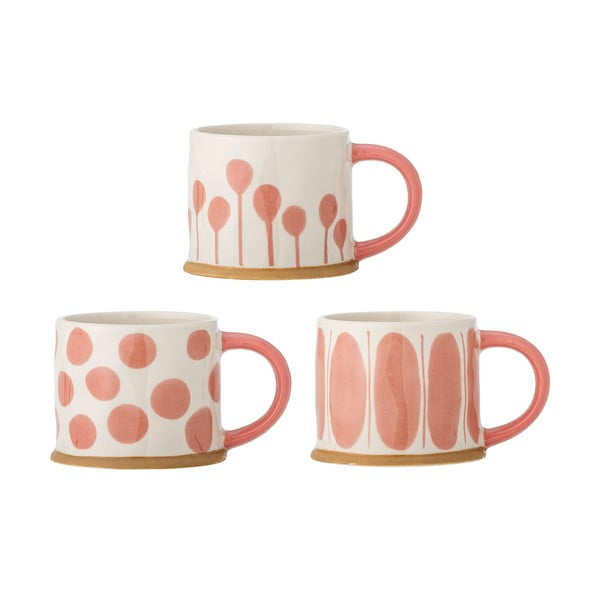 Căni somon/crem 3 buc. din gresie 450 ml Linora – Bloomingville