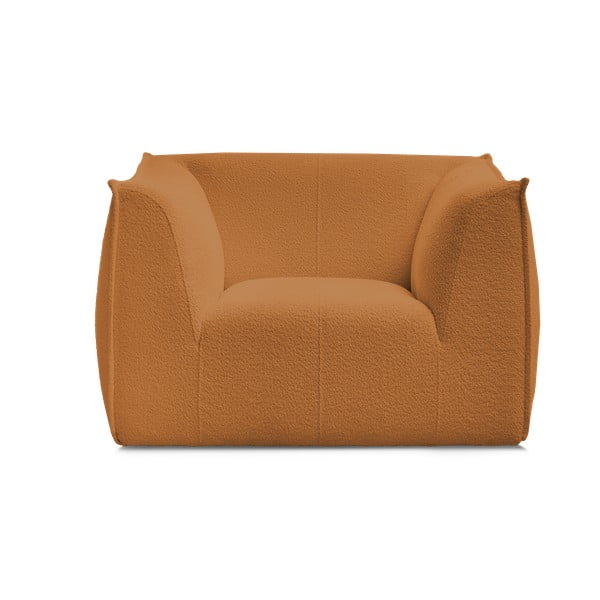 Fotoliu galben muștar cu tapițerie din țesătură bouclé Giorgia – Bobochic Paris-image-3