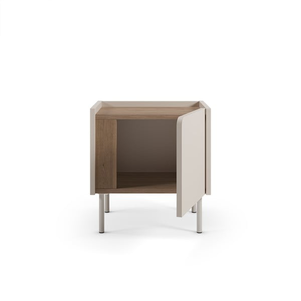 Noptieră crem/în culoare naturală cu aspect de lemn de stejar Lucile – Marckeric-image-4