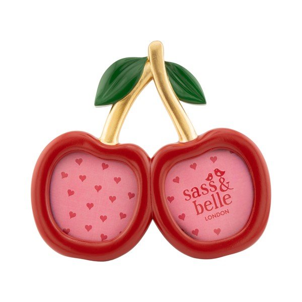 Ramă foto roșie cu picior de susținere din polirășină 17,5x15,5 cm Cherry – Sass & Belle