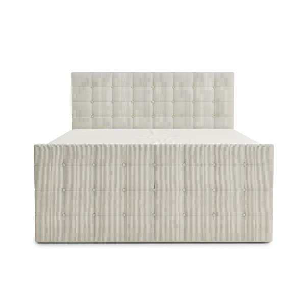 Pat boxspring crem cu spațiu de depozitare 200x200 cm Tasca – Maison de Rêve-image-2