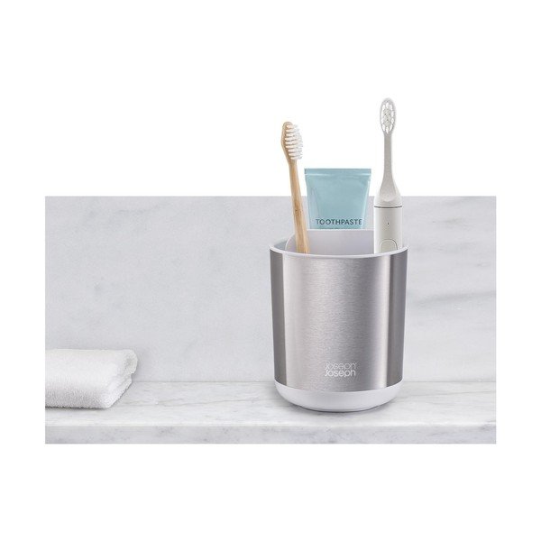 Suport pentru periuța de dinți argintiu din oțel inoxidabil Duo Steel – Joseph Joseph-image-4