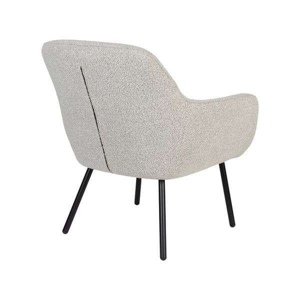 Fotoliu alb cu tapițerie din țesătură bouclé Dude – White Label-image-4