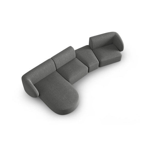 Colțar gri cu tapițerie din chenille (cu colț pe partea stângă, cu șezlong) Paolo – Milo Casa-image-1