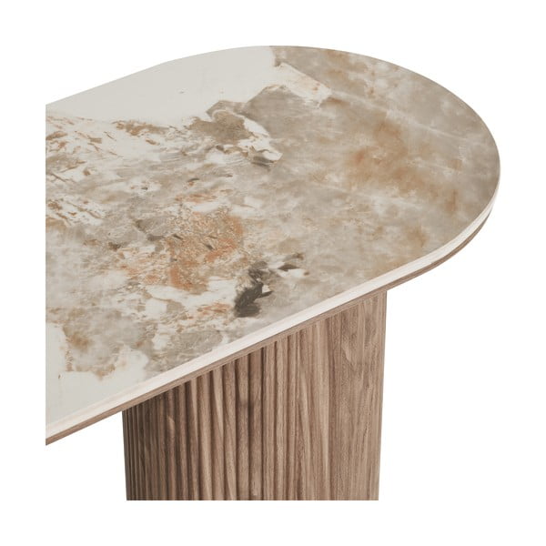 Masă consolă bej/în culoare naturală cu blat cu aspect de marmură 40x120 cm Athens – House Nordic-image-3
