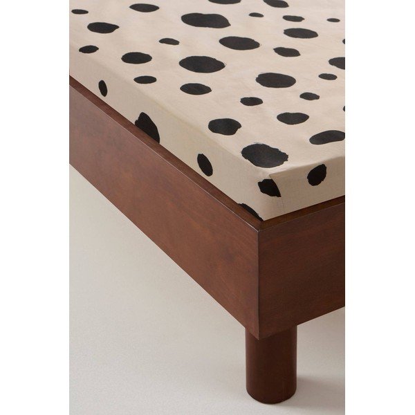 Cearceaf negru/bej din bumbac cu elastic 90x200 cm Rigmor – Jotex