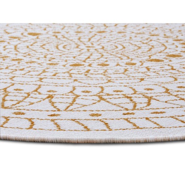 Covor de exterior galben ocru-alb rotund ø 140 cm Porto – NORTHRUGS-image-3