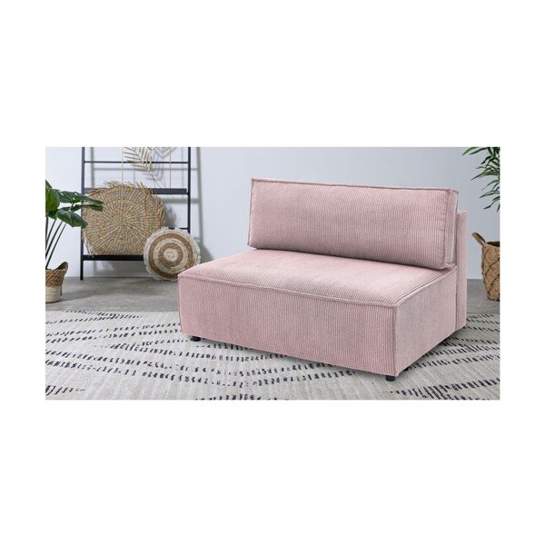 Modul pentru canapea roz deschis cu tapițerie din catifea reiată  (de mijloc) Nihad modular – Bobochic Paris-image-1
