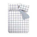 Lenjerie de pat albă-albastră din bumbac pentru pat dublu 200x200 cm Marlow Check – Bianca