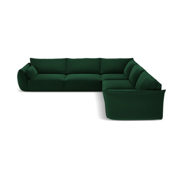 Colțar verde închis cu tapițerie din catifea Vanda – Mazzini Sofas