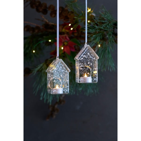 Set 2 decorațiuni cu lumini LED Sirius Romantic House, înălțime 13 cm