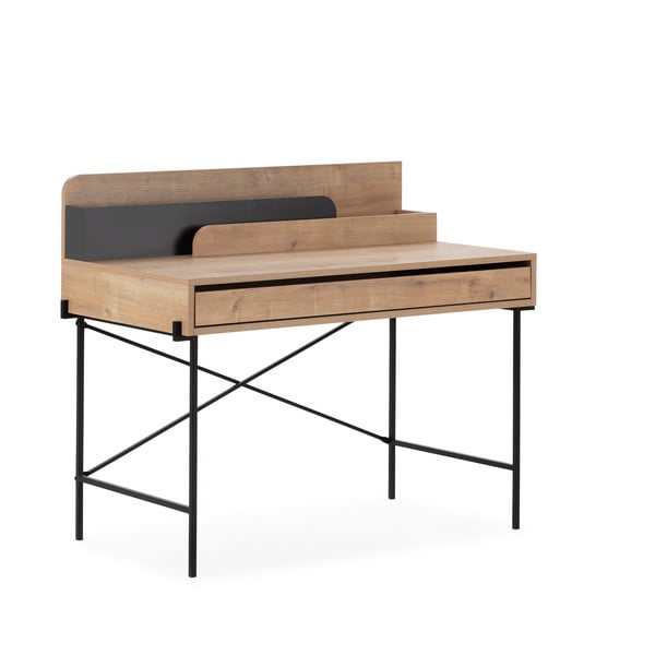 Birou de tip secretaire din lemn de stejar 60x113 cm Lila – Marckeric-image-3