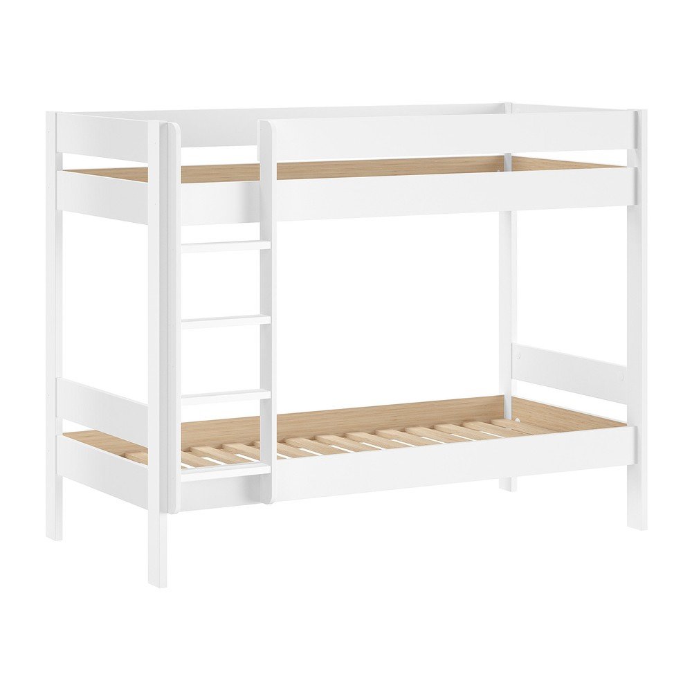 Pat pentru copii alb supraetajat cu somieră 90x200 cm Primo – Vipack