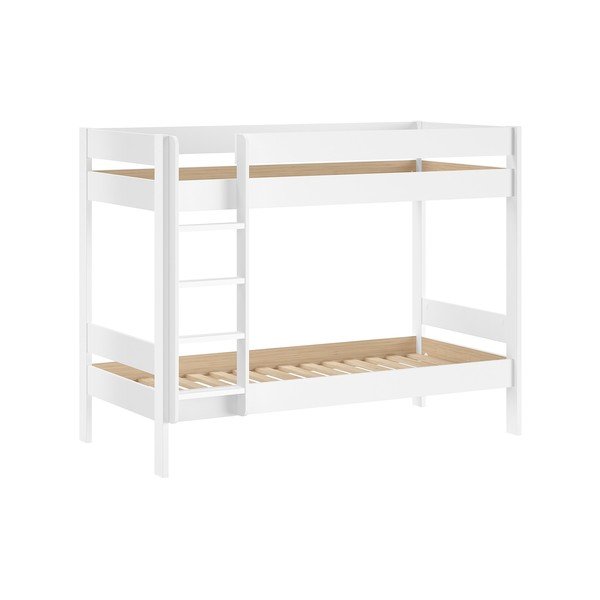 Pat pentru copii  alb supraetajat cu somieră 90x200 cm Primo – Vipack