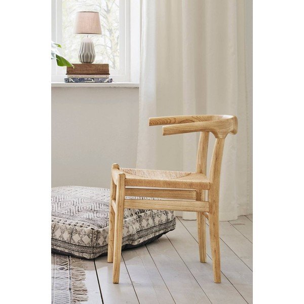 Scaun de dining în culoare naturală cu cotiere din lemn de ulm Nattavaara – Jotex-image-4