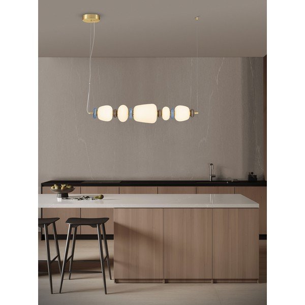 Lustră albă/aurie LED cu intensitate reglabilă din metal cu abajur din porțelan/cu abajur din sticlă Palo – Nova Luce-image-2