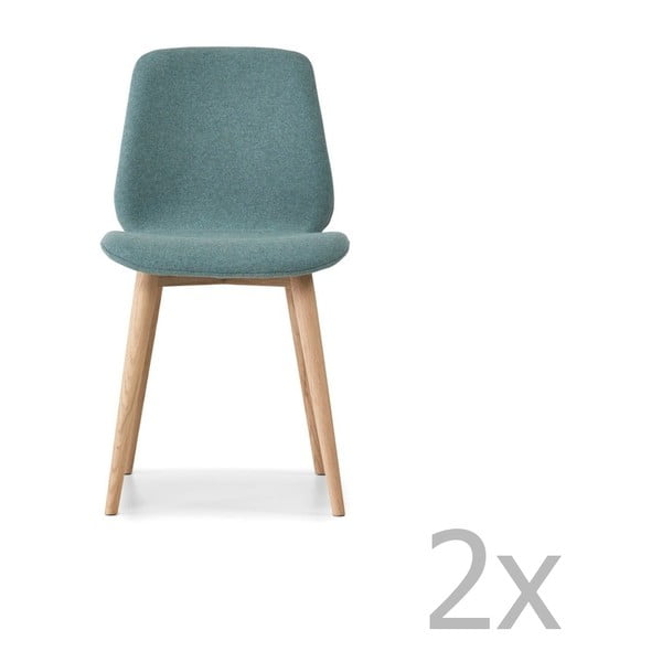 Set 2 scaune cu picioare din lemn masiv de stejar WOOD AND VISION Cut, albastru deschis