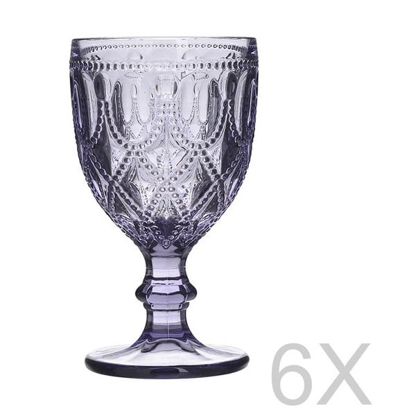 Set 6 pahare transparente din sticlă InArt Glamour Beverage, înălțime 16 cm, violet