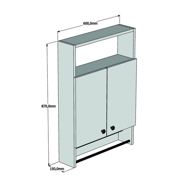 Dulap baie și cârlige pentru prosoape, Bathroom Cabinet, alb-image-3