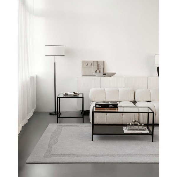 Covor gri deschis din lână 133x190 cm Morphic Rocca – Agnella-image-1