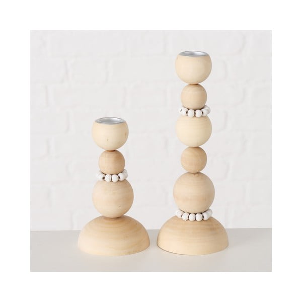 Set 2 suporturi de lumânări din lemn Boltze Beads