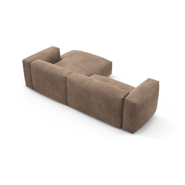 Colțar modular bej extensibil cu tapițerie din catifea (cu colț pe partea dreaptă/cu șezlong) – Micadoni -image-4