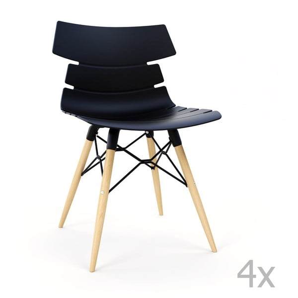 Set 4 scaune La Forma Pulmak, negru-maro