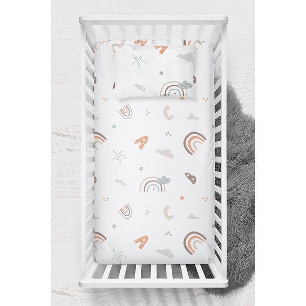 Cearceaf pentru copii alb din bumbac ranforcé pentru pătuț 100x150 cm Abc – Mijolnir-image-1