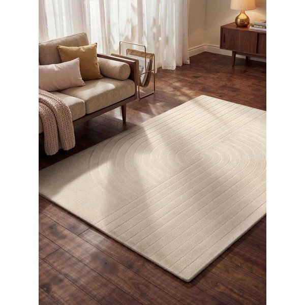 Covor crem țesut manual din lână 80x150 cm Arcura – Vikosa-image-1