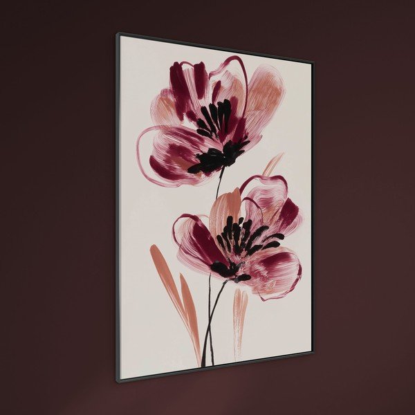 Tablou cu ramă/pe pânză imprimat 70x100 cm Burgundy Blooms – Styler-image-1