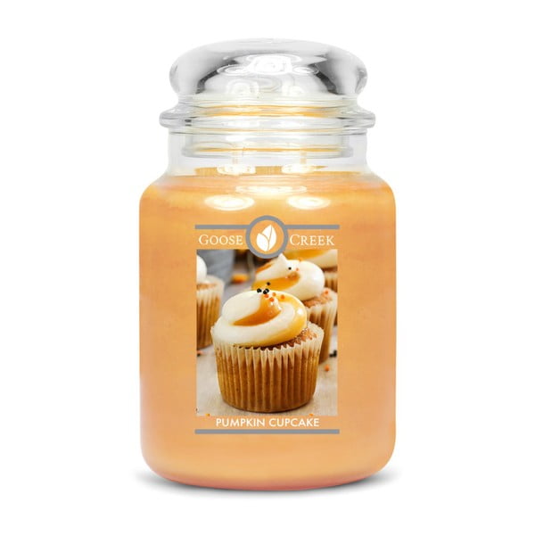 Lumânare parfumată în recipient de sticlă Goose Creek Pumpkin Cupcake, 150 ore de ardere