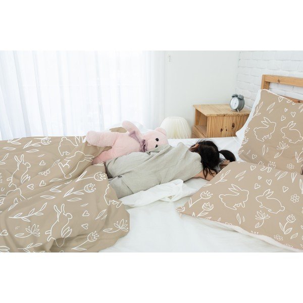 Lenjerie de pat pentru copii din bumbac satinat pentru pat de o persoană 135x200 cm Sweet Bunnies – Butter Kings-image-1