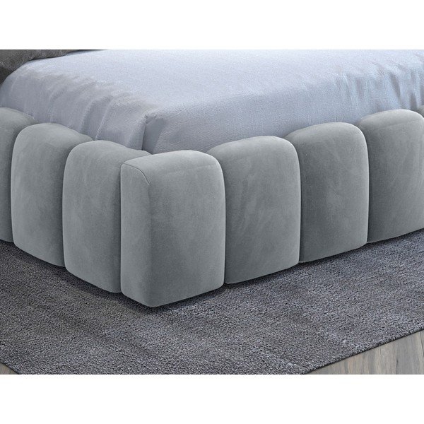 Pat matrimonial gri deschis tapițat cu spațiu de depozitare cu somieră 160x200 cm Lamica – ELTAP-image-4