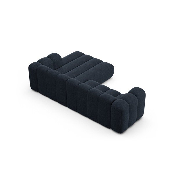 Colțar albastru închis cu tapițerie din chenille (cu colț pe partea dreaptă/cu șezlong) Lupine – Micadoni -image-3