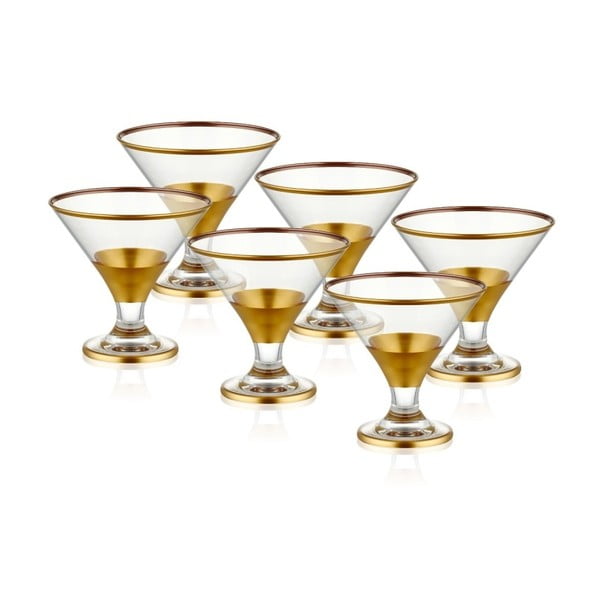Set 6 cupe din sticlă pentru înghețată The Mia Glam, auriu