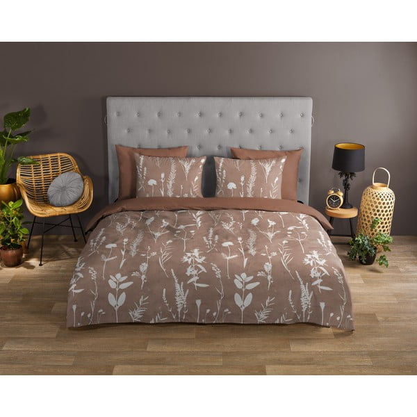 Lenjerie de pat maro din bumbac pentru pat de o persoană, extinsă 140x220 cm Rav – Good Morning-image-1