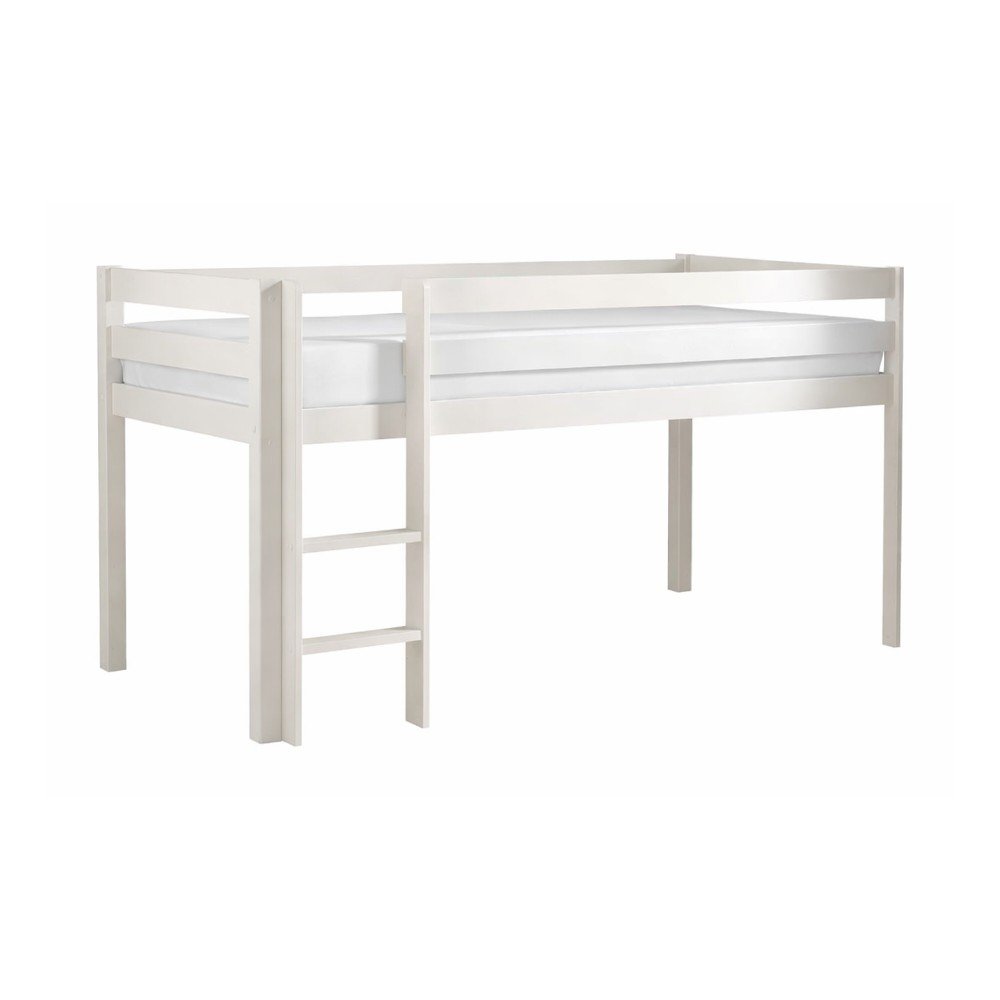 Pat pentru copii supraetajat alb din lemn masiv de pin 90x200 cm PINO âu0080Vipack