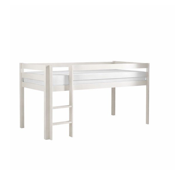 Pat pentru copii  supraetajat alb din lemn masiv de pin 90x200 cm PINO – Vipack
