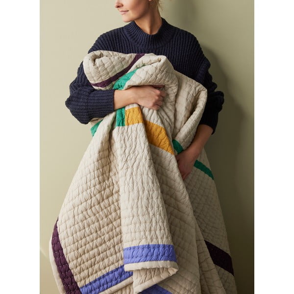 Cuvertură de pat din bumbac bej pentru pat dublu 260x260 cm Twist - Hübsch-image-3