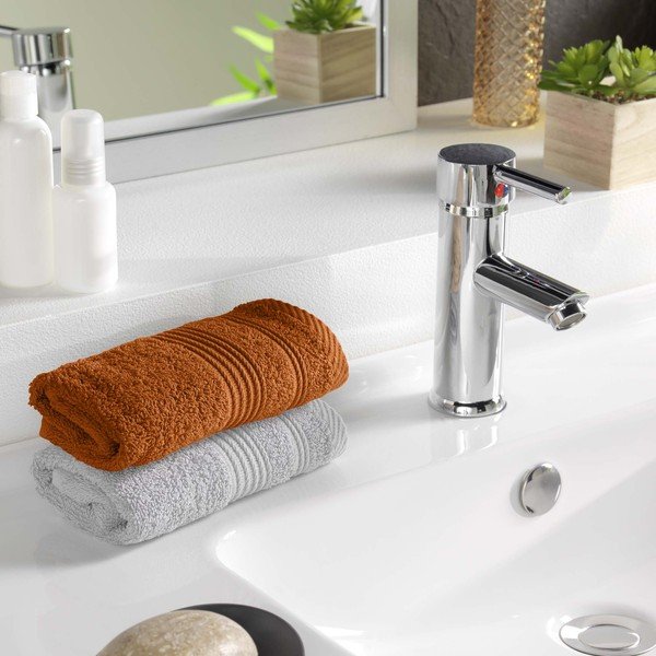 Prosop teracotă din bumbac din frotir 30x50 cm Tendresse – douceur d'intérieur-image-1