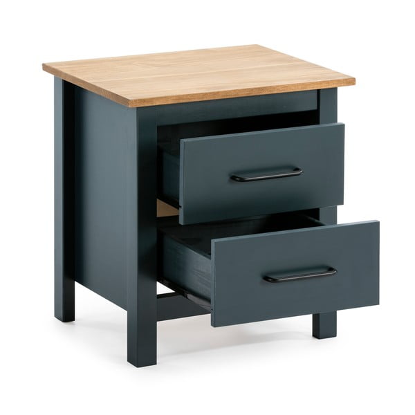 Noptieră albastru-închis din lemn masiv de pin Miranda – Marckeric-image-3