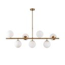 Lustră albă/alămie cu abajur din sticlă Fazli – Opviq lights